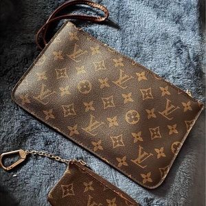Used LV wristlet + key chain wallet